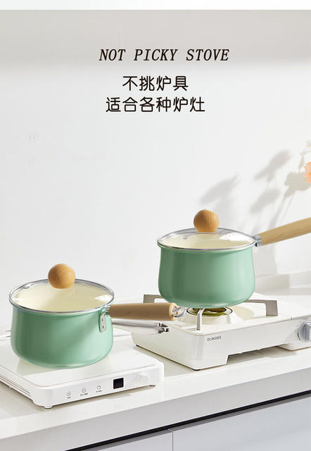 Popular Autumn Blue Double-Sided Ceramic 0-Fluorine Non-Stick Milk Pot, Household Pot for Heating Milk and Cooking Instant Noodles, Suitable for All Stoves, Yukihira Pot detail 9