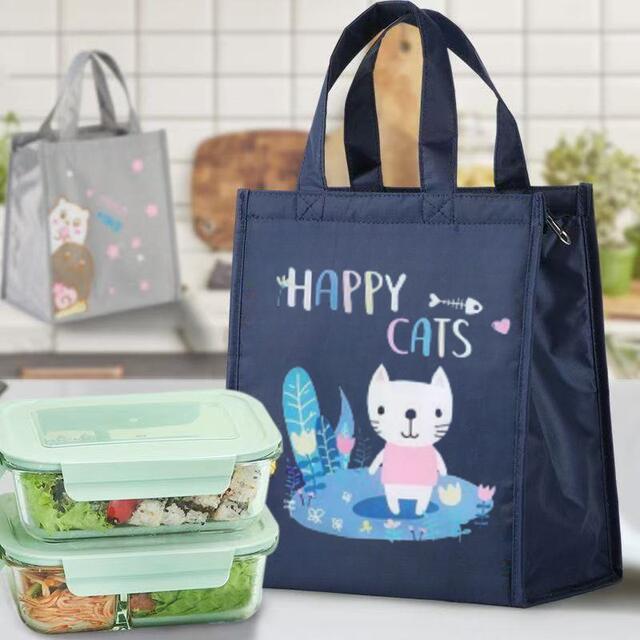 Lunch Box Bag Thermal Insulation Bag Thickened Large Rice Bag Aluminum Foil Canvas Vegetable Lunch Box Warm and Cold Work Tote Bag detail 12