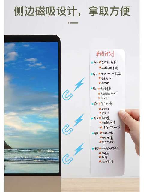 Magnetic Adhesive Note Board on the Side of the Computer Screen, Erasable Display-Side Memo Board, Reminder Board detail 7