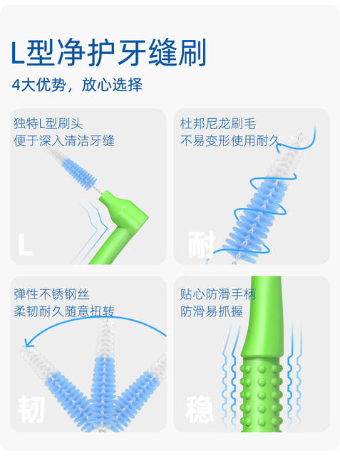 Little Deer Mom's Interdental Brush L-Shaped Interdental Brush Orthodontic Toothbrush Disposable 7-Shaped Interdental Brush detail 6