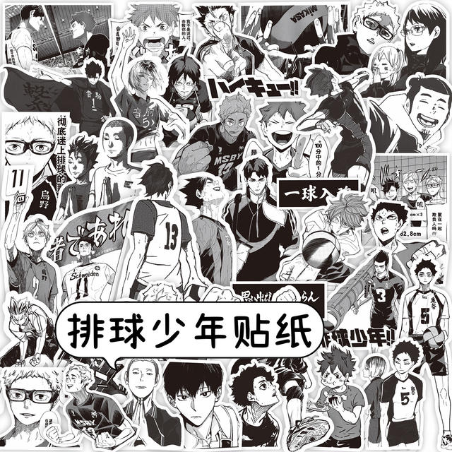 Volleyball Juvenile Sticker Day to Xiangyang Shadow Mountain Feixiong Around Black and White Day Dummy Decoration Journal Mobile Phone Hand Account Sticker detail 6