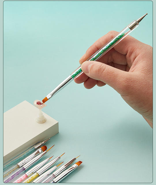 Nail art tools wholesale 5 nails painted pull line pen pen double point drill crystal art light therapy pen suit detail 11