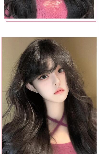Wig Women's Long Hair Natural Simulation Hair Full Head Cover Fashion New Fluffy Full Top Large Wave Long Curly Hair Wig Cover detail 11