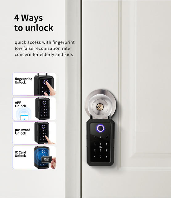 All-through lock fingerprint key box wall-mounted password storage box graffiti Bluetooth password box mobile phone control smart lock detail 3