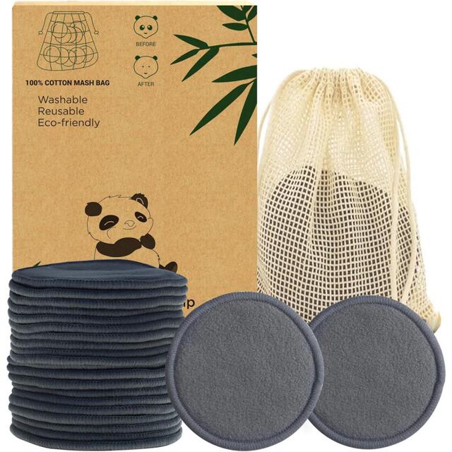 Manufacturer Wholesale Reusable Washable Makeup Remover Cotton Pads Two-Layer Facial Cleansing Pads Bamboo Charcoal Fiber Makeup Remover Pads detail 7