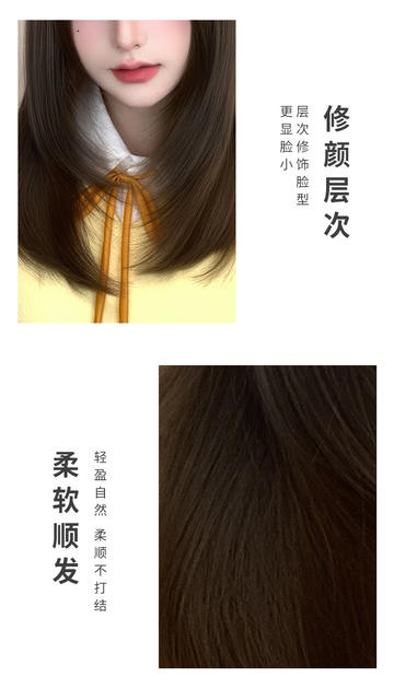 New Face Wig [Mizuno Akane] Japanese Style Female High School Sweet Girl Ancient High-Level Black Long Straight Full Headgear detail 5