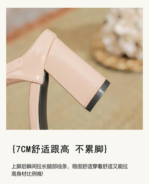 Yb-F1 Square Toe High-Heeled Sandals for Women Small Size 30 Thick Heel Comfortable Slippers Large Size Plus Fat and Widened Women's Shoes 43 45 detail 8