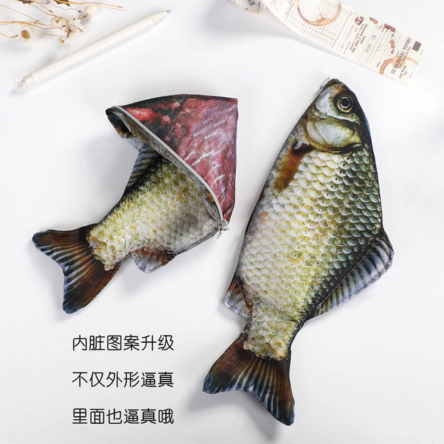 Creative Simulation Carassius Carassius Carassius Personality Funny Salted Fish Pencil Bag Fresh Sea Fish Fish Shaped Pencil Bag Shake Tone Same detail 7