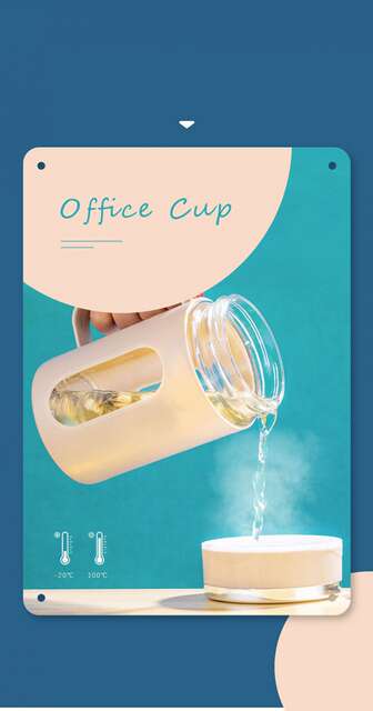 Glass Water Cup with Handle Double Layer Plastic Glass Cup Large Capacity Welfare Small Gift Office Business Plastic Shell Water Cup detail 2