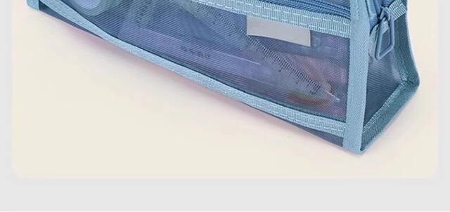 Transparent Mesh Double-Layer Pencil Bag for Kidsren, Men and Women, New Primary School Students, Large Capacity, High Appearance, Simple Subject Stationery Bag detail 4