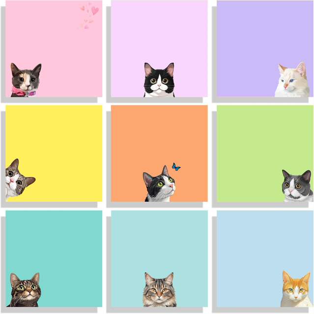 Cross-Border Creative Cat Sticky Notes with Strong Adhesive, Cute Small Notebooks, Colorful Sticky Notes, Small Strips for Marking, Suitable for Students detail 1
