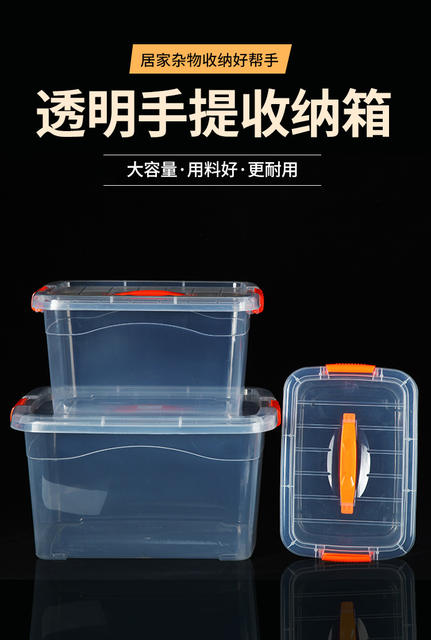 Portable Storage Box, Transparent Food Storage Box, Thickened Plastic Storage Box, Clothes Organizing Box, Toy Box with Lid detail 1