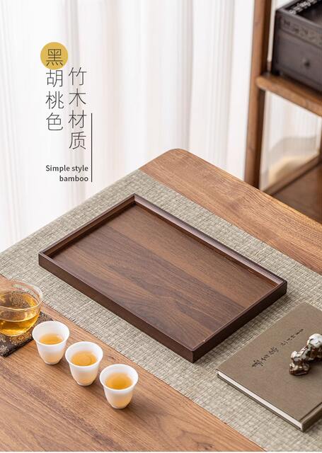 Household Wooden Tea Cup Dinner Plate for Tea Cup Tea Set Storage Plate Encirclement Stove Tea Bamboo Rectangular Tray Tea Tray detail 3