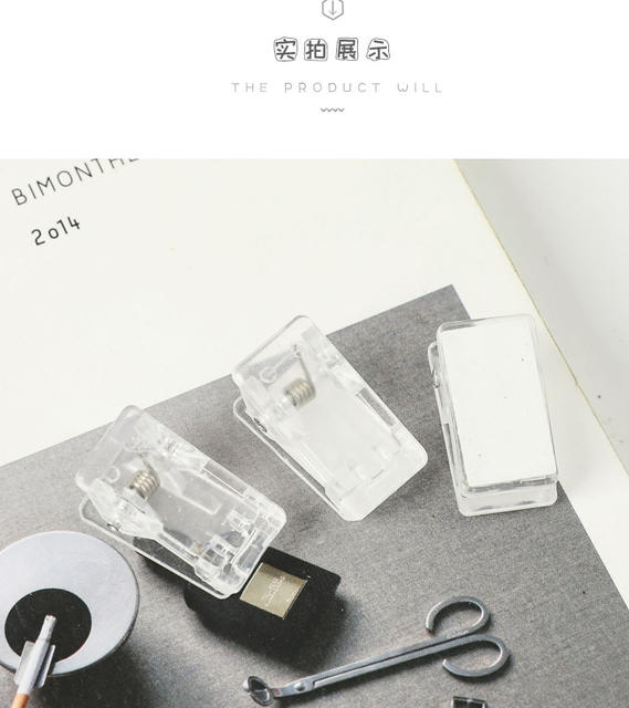 Acrylic clip stationery accessories plastic clip transparent small clip with glue file hand account PP clip DIY photo clip detail 10