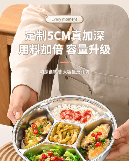 316L Stainless Steel Divided Steaming Tray with Handle, Portion Control Plate, Round Plate, Steamer Basket, One Pot Steaming Grid detail 9