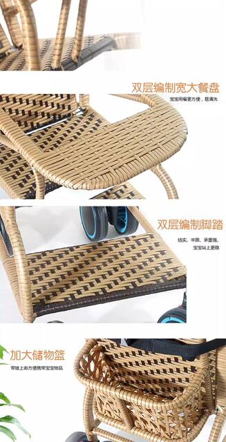 Bamboo and Rattan Baby Stroller Summer Rattan Chair Imitation Rattan Folding Stroller Bamboo Lightweight Rattan Children's Baby Stroller detail 9