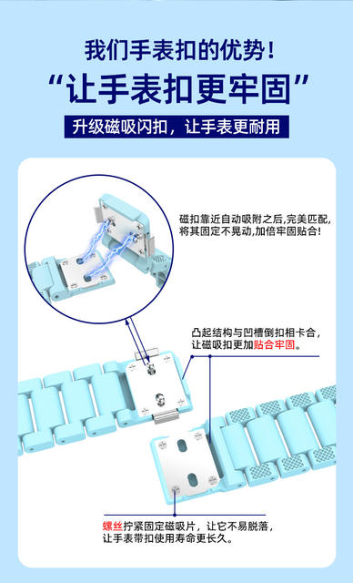 Suitable for Little Genius Watches Z12/Z9Pro/Z8/Z9A/Z7/Z6Pro/D5/D3/D2 Magnetic Flash Buckle Strap detail 4