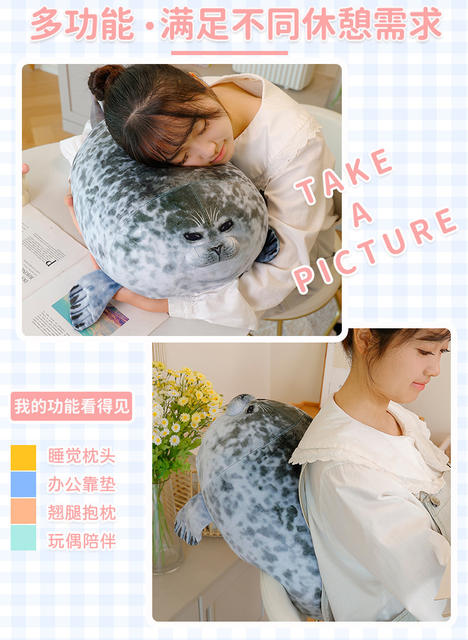 Japan Osaka Simulated Seal Doll Pillow Aquarium Popular Soft Pillow Aquarium Plush Toy detail 4