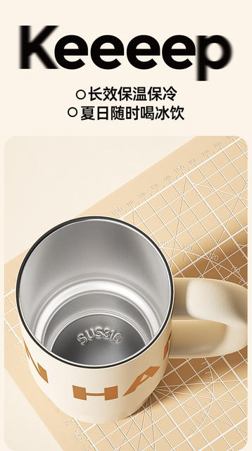 New Style Simple Large-Capacity Ice Cup with Handle, 316 Stainless Steel Thermos Cup, Outdoor Sports Portable Dual-Use Drinking Cup detail 6