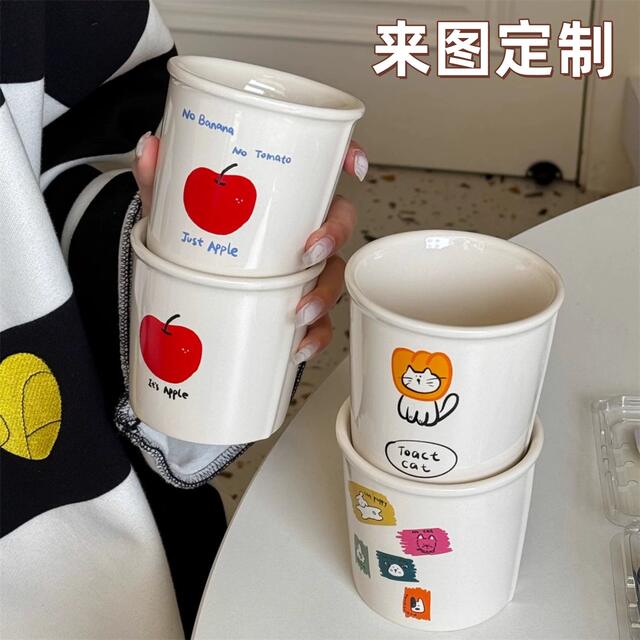 Hand-held ceramic mug imitation paper cup home office cartoon mug to map custom logo coffee cup detail 3