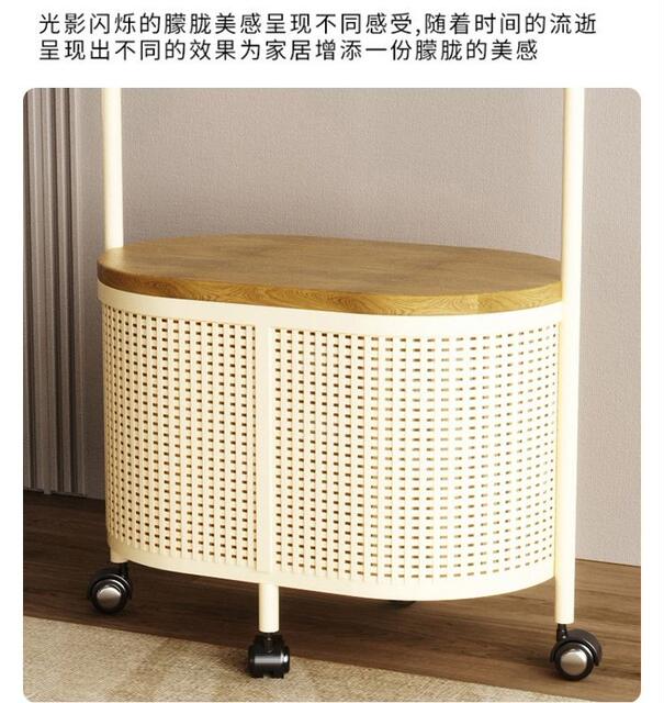 Floor-Standing Clothes Rack for Bedroom, Small Storage Rack with Dirty Laundry Basket, Movable Coat Rack detail 6