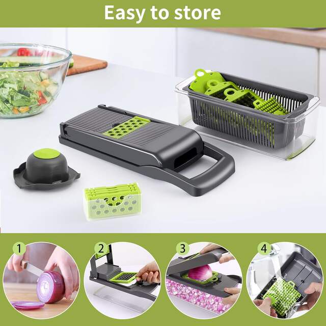 Multifunctional vegetable cutting artifact cross-border Amazon kitchen dicer grater shredder kit vegetable chopper detail 2
