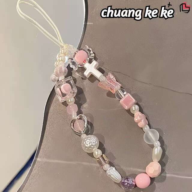 New Cross-Border Sweet Style Phone Lanyard with Fresh Beaded Design, Personalized Phone Chain, Ccd Camera Portable Accessory detail 10
