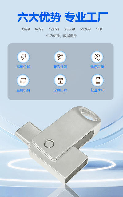 Type-c Mobile Phone Computer Dual Storage Disk usb2.0 Rotating Large Capacity USB Flash Drive 64GB detail 2