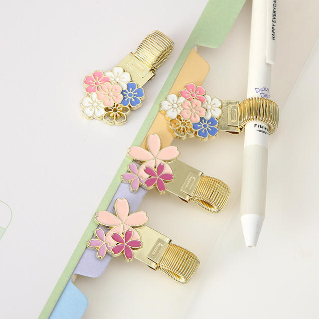 Alloy Pen Clip Notebook Zinc Alloy Spring Accessories Pen Buckle Writing Fixed Elastic Cartoon Pen Insert Stationery detail 5