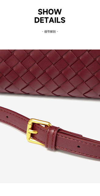 Woven Bag, Single-Shoulder Baguette Style, Niche High-End Horizontal Handbag, Evening Bag, Crossbody Versatile Bag, Fashionable and Exquisite detail 8