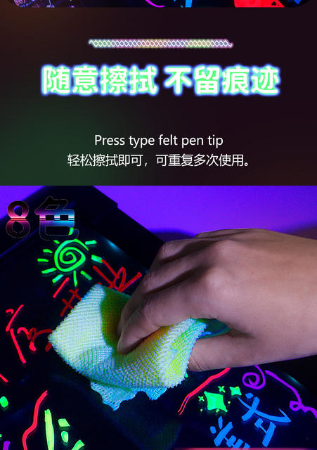Fluorescent Board Special Pen Highlighter Mark Led Digital Luminous Erasable Luminous Advertising Watercolor Blackboard Whiteboard Pen detail 6