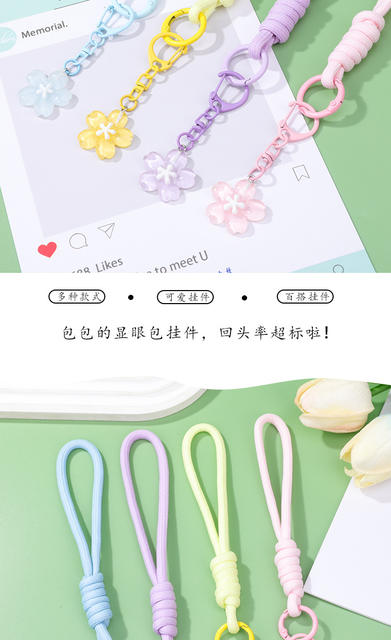 Sakura Bead Keychain Phone Lanyard Bead Pendant Car Decoration Bag Charm Doll Pendant Wholesale detail 3