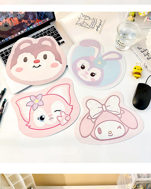 Sanrio Mouse Pad Small Size Cute Special-Shaped Mouse Pad Ins Style Cartoon Desk Pad for Girls Simple Leather detail 11