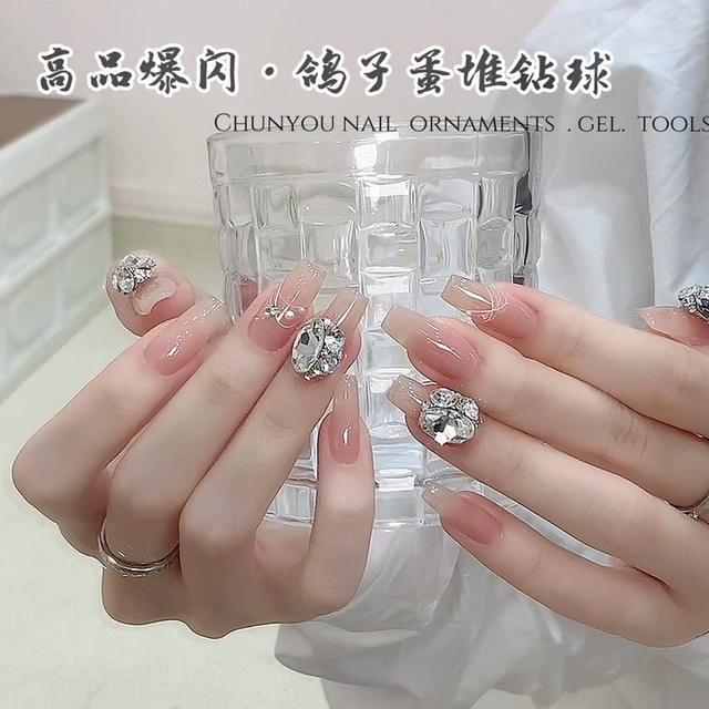 High-Quality K9 Transparent White Pigeon Egg Stacked Diamond Dazzling Stacked Diamond Ball Nail Art Accessories Popular Internet Celebrity Super Shiny Nail Art Diamonds detail 7