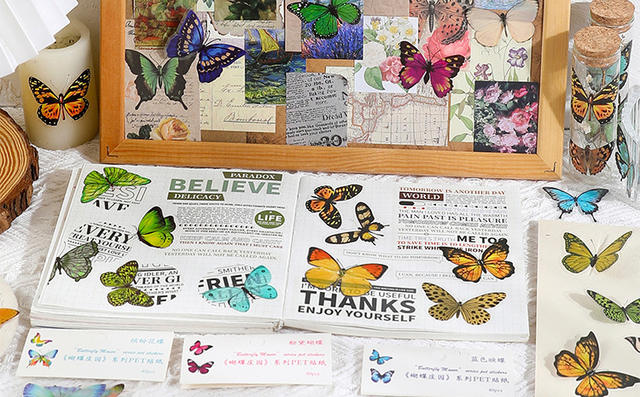 PET sticker bag butterfly Manor series Journal Diary DIY decorative material pattern transparent waterproof small stickers detail 2