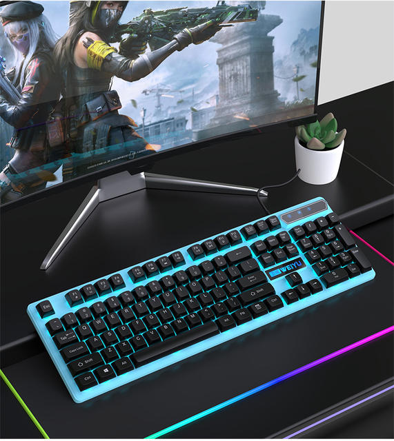 in stock speed mechanical feel wired keyboard mouse light-emitting suit gaming gaming computer peripherals wholesale detail 9