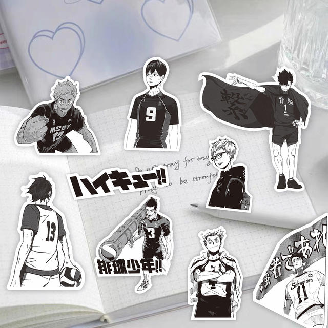 Volleyball Juvenile Sticker Day to Xiangyang Shadow Mountain Feixiong Around Black and White Day Dummy Decoration Journal Mobile Phone Hand Account Sticker detail 9