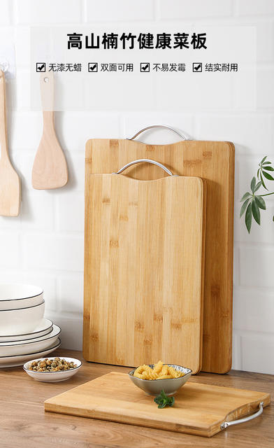 Household bamboo cutting board thickened cutting board cutting board cutting board double-sided available reverse aluminum hand rolling dough chopping wholesale detail 1
