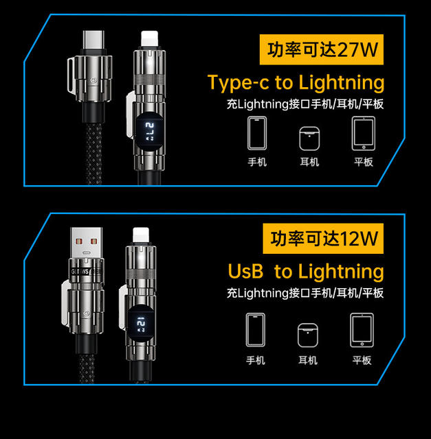 【Real-Time Power Display】240W Super Fast Charging Cable Four-In-One Data Cable Two-In-One Car Phone Charging Cable detail 11