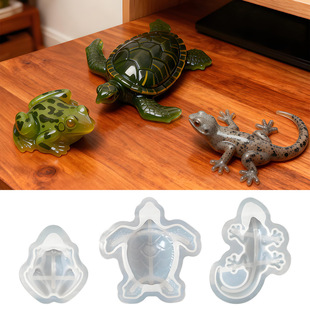 Crystal Resin Turtle Lizard Frog Reptile Resin Mold DIY Turtle Ornament Silicone Mold detail 4