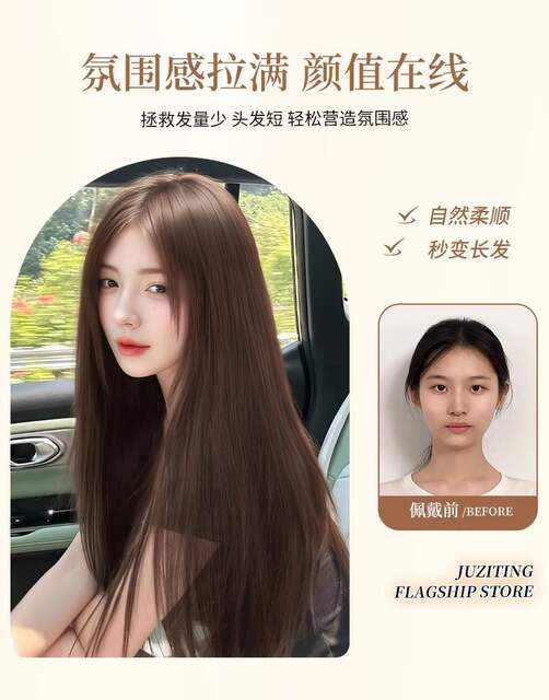 Three-Piece Wig for Women with Long Hair, Invisible and Seamless, Realistic Hair Extensions for Volume and Fullness, Straight Hair Extensions, Hair Patch detail 5