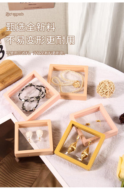 in stock jewelry storage box PE film suspension box transparent display necklace earrings color packaging jewelry gift box detail 4