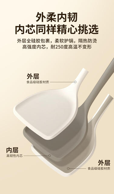 Factory Direct Sales Silicone Spatula Non-Stick Kitchen Utensils High Temperature Resistant Kitchen Spoon Soup Spoon Colander Household Cooking Spatula detail 5