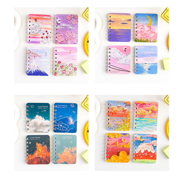 High Yan Value Oil Painting Landscape Coil Book Cute Hand Book Junior High School Students Learning Memo Wrong Topic Message Notepad detail 3
