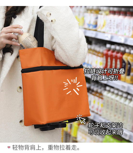 Portable Grocery Shopping Cart, Foldable Shopping Trolley, Lightweight Wheeled Cart for Home Use, Parcel Delivery Handcart, Small Trailer detail 4