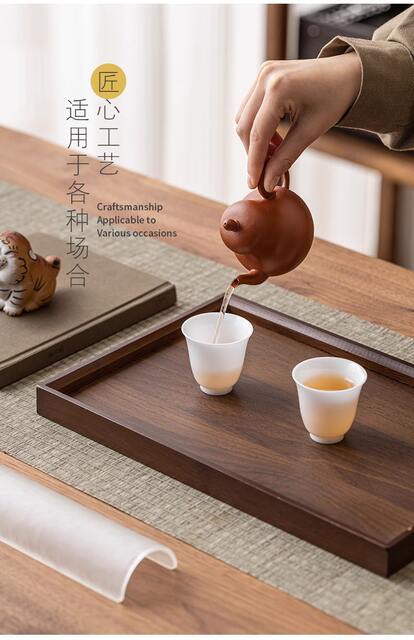 Bamboo Wooden Tray Walnut Color Tea Tray Dried Fruit Tray Dinner Tray Japanese Style Barbecue Tray Rectangular Tray Tea Set Tea Set detail 8