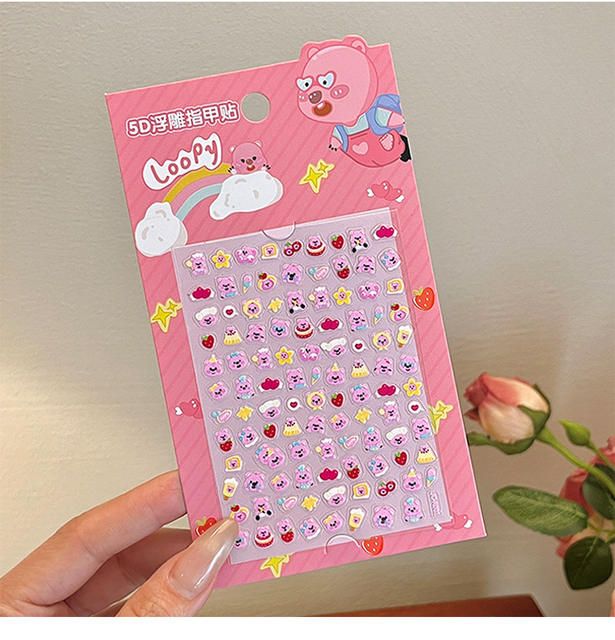 5D embossed nail stickers children's nail stickers childlike creative stickers stickers cartoon kulomi girl nail jewelry detail 10