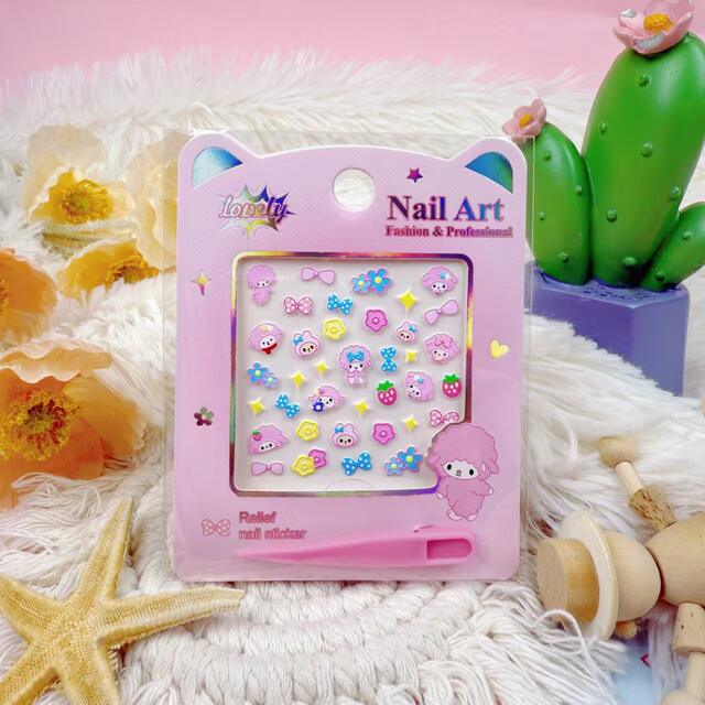 New 3D cartoon cute children's nail stickers waterproof nail stickers uv relief three-dimensional little girl nail stickers detail 10
