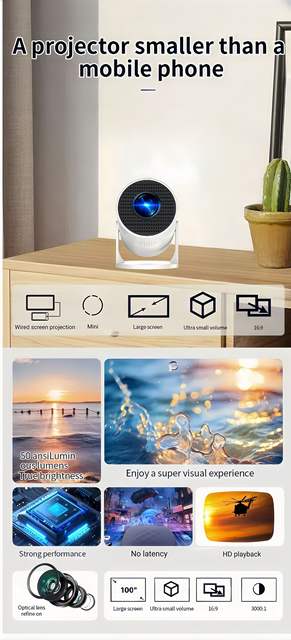 Cross-Border Hy200 Projector 1080P High-Definition 4K Smart Home Portable Mini Hy200 Projector detail 4