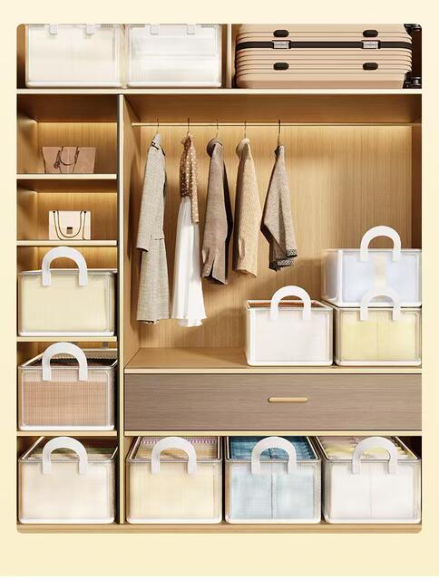 Clothes Storage Box Household Pvc Material Transparent Wardrobe for Clothing Foldableing Storage Basket Frame Artifact Organizing Box detail 1